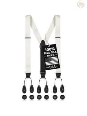 100% Silk Tuxedo Suspenders Button End Formal Made in USA
